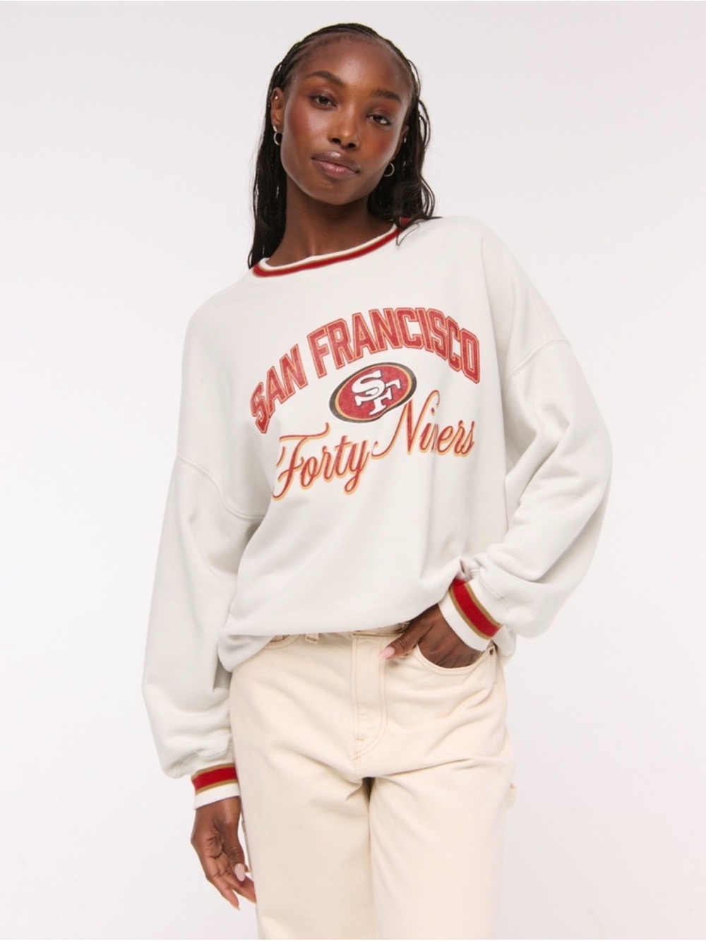 Abercrombie & Fitch Cream Sweatshirt with Red & Gold San Francisco Graphic